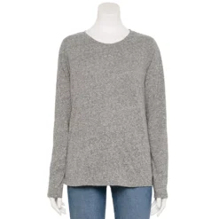 Women's Sonoma Goods For Life® Everyday Crewneck Long Sleeve Tee -Outlet Clothiza Store 5625802 Gray Texture