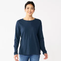 Women's Sonoma Goods For Life® Everyday Crewneck Long Sleeve Tee -Outlet Clothiza Store 5625802 Navy