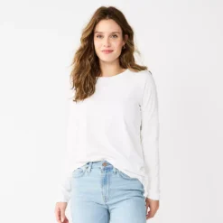 Women's Sonoma Goods For Life® Everyday Crewneck Long Sleeve Tee -Outlet Clothiza Store 5625802 White