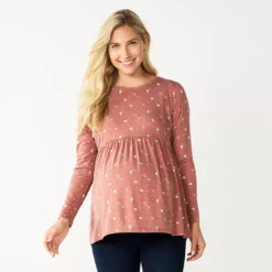 Maternity Sonoma Goods For Life® Long Sleeve Empire Waist Top -Outlet Clothiza Store 5635424 Brown Ditsy Floral