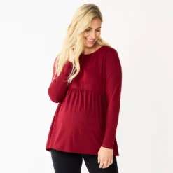 Maternity Sonoma Goods For Life® Long Sleeve Empire Waist Top -Outlet Clothiza Store 5635424 Maroon