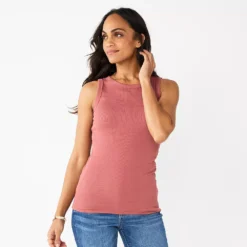 Women's Sonoma Goods For Life® Slim Fit High Neck Rib Tank -Outlet Clothiza Store 5651280 Mauve
