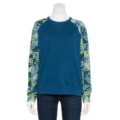 Women's Sonoma Goods For Life® Everyday Crewneck Sweatshirt -Outlet Clothiza Store 5664640 Blue Patchwork