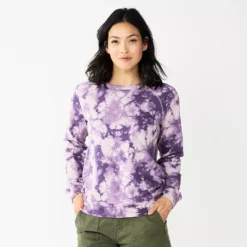 Women's Sonoma Goods For Life® Everyday Crewneck Sweatshirt -Outlet Clothiza Store 5664640 Purple Tie Dye