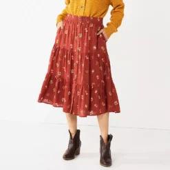 Women's Sonoma Goods For Life® Tiered Maxi Skirt -Outlet Clothiza Store 5664691 Mauve Floral
