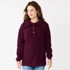 Maternity Sonoma Goods For Life® Nursing Henley Sweater -Outlet Clothiza Store 5666231 Berry