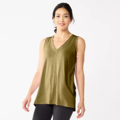 Women's Sonoma Goods For Life® Relaxed V-Neck Tank -Outlet Clothiza Store 5670067 Olive