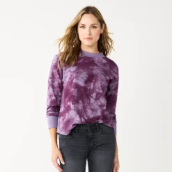 Women's Sonoma Goods For Life® Mockneck Waffle Top -Outlet Clothiza Store 5672315 Berry Tie Dye