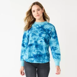 Women's Sonoma Goods For Life® Mockneck Waffle Top -Outlet Clothiza Store 5672315 Blue Tie Dye