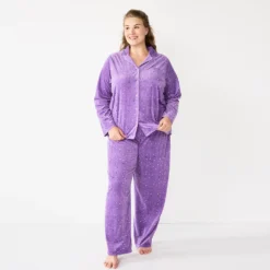 Plus Size Sonoma Goods For Life® Velour Pajama Shirt & Pajama Pants Sleep Set
