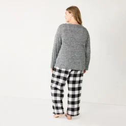 Plus Size Sonoma Goods For Life® Flannel Pajama Pants & Pajama Top Sleep Set -Outlet Clothiza Store 5675638 ALT