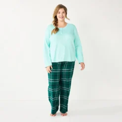 Plus Size Sonoma Goods For Life® Flannel Pajama Pants & Pajama Top Sleep Set