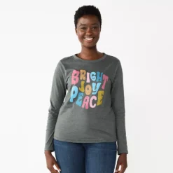 Women's Sonoma Goods For Life® Long Sleeve Christmas Graphic Tee -Outlet Clothiza Store 5676288 Joy Peace