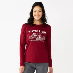 Women's Sonoma Goods For Life® Long Sleeve Christmas Graphic Tee -Outlet Clothiza Store 5676288 Winter Ridge