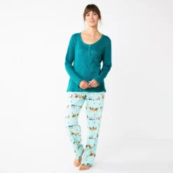 Women's Sonoma Goods For Life® Flannel Pajama Pants & Pajama Top Sleep Set -Outlet Clothiza Store 5677709 Aqua Forest