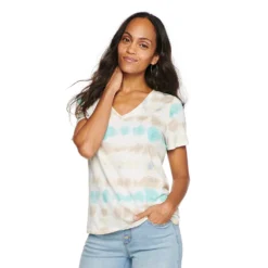 Women's Tall Sonoma Goods For Life® Everyday V-Neck Tee -Outlet Clothiza Store 5686285 Blue Tie Dye