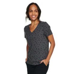 Women's Tall Sonoma Goods For Life® Everyday V-Neck Tee -Outlet Clothiza Store 5686285 Dark Gray Mini Floral