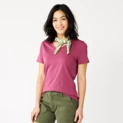 Women's Tall Sonoma Goods For Life® Everyday V-Neck Tee -Outlet Clothiza Store 5686285 Dark Raspberry