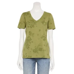 Women's Tall Sonoma Goods For Life® Everyday V-Neck Tee -Outlet Clothiza Store 5686285 Olive Floral