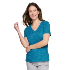 Women's Tall Sonoma Goods For Life® Everyday V-Neck Tee -Outlet Clothiza Store 5686285 Teal Texture