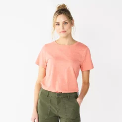 Women's Tall Sonoma Goods For Life® Essential Crewneck Tee -Outlet Clothiza Store 5686288 Coral
