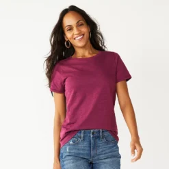 Women's Tall Sonoma Goods For Life® Essential Crewneck Tee -Outlet Clothiza Store 5686288 Deep Pink