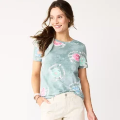 Women's Tall Sonoma Goods For Life® Essential Crewneck Tee -Outlet Clothiza Store 5686288 Gray Circle Dye