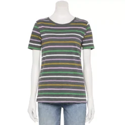 Women's Tall Sonoma Goods For Life® Essential Crewneck Tee -Outlet Clothiza Store 5686288 Gray Purple Stripe