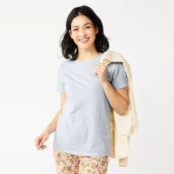 Women's Tall Sonoma Goods For Life® Essential Crewneck Tee -Outlet Clothiza Store 5686288 Light Blue