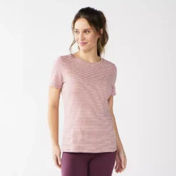 Women's Tall Sonoma Goods For Life® Essential Crewneck Tee -Outlet Clothiza Store 5686288 Mauve Stripe
