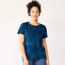 Women's Tall Sonoma Goods For Life® Essential Crewneck Tee -Outlet Clothiza Store 5686288 Navy Tropical Floral