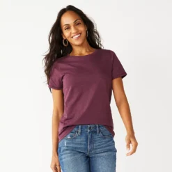 Women's Tall Sonoma Goods For Life® Essential Crewneck Tee -Outlet Clothiza Store 5686288 Plum
