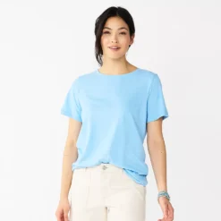 Women's Tall Sonoma Goods For Life® Essential Crewneck Tee -Outlet Clothiza Store 5686288 Texture Light Blue