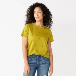 Women's Tall Sonoma Goods For Life® Essential Crewneck Tee -Outlet Clothiza Store 5686288 Yellow Green Floral