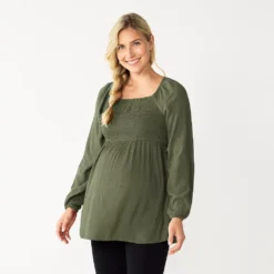 Maternity Sonoma Goods For Life® Smocked Bodice Empire Top -Outlet Clothiza Store 5686595 Green