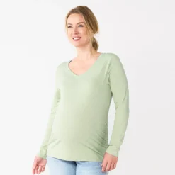 Maternity Sonoma Goods For Life® Essential Long Sleeve V-Neck Tee -Outlet Clothiza Store 5691532 Green