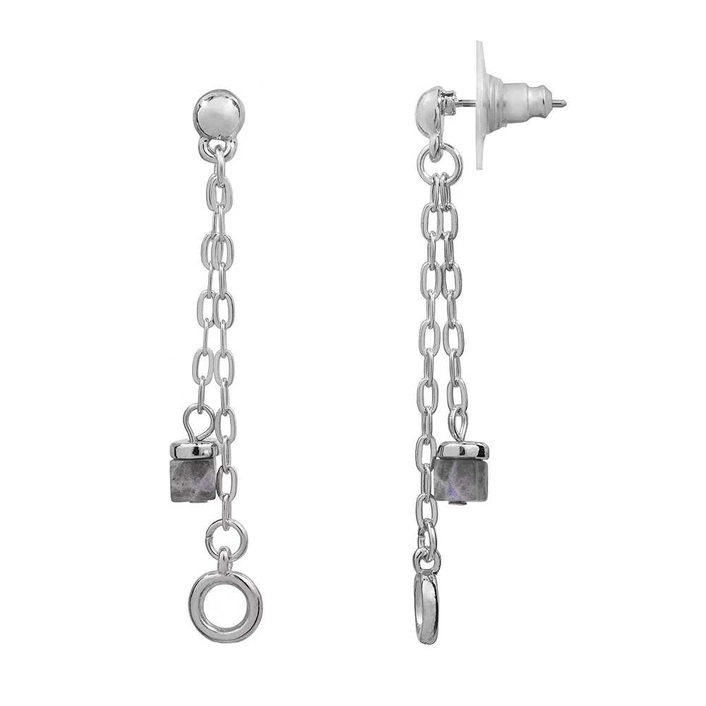 Sonoma Goods For Life® Silver Tone Nickel Free Semi-Precious Chain Drop Earrings