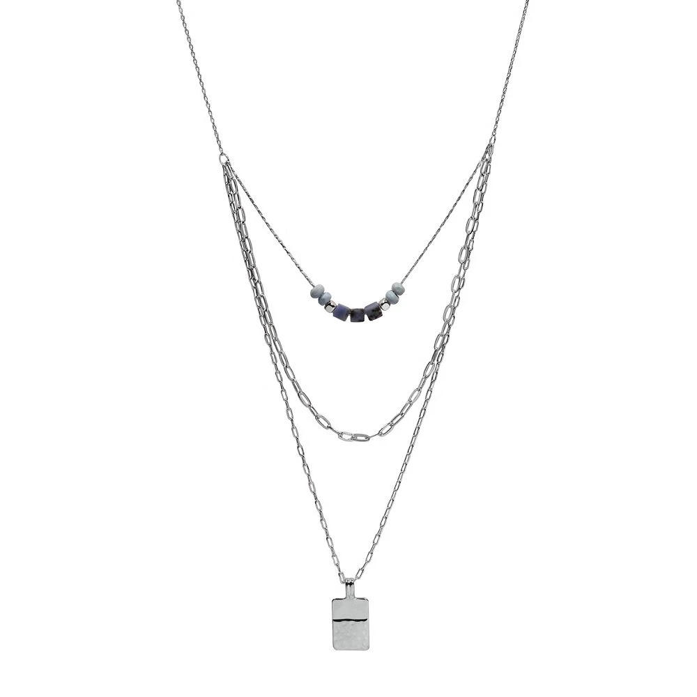 Sonoma Goods For Life® Silver Tone Nickel Free Semi-Precious Hammered Multi-Row Necklace