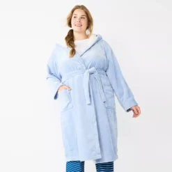 Plus Size Sonoma Goods For Life® Hooded Plush Long Robe -Outlet Clothiza Store 5693610 Peri