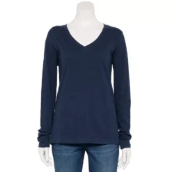 Petite Sonoma Goods For Life® Everyday Long Sleeve V-Neck Top -Outlet Clothiza Store 5705363 Navy