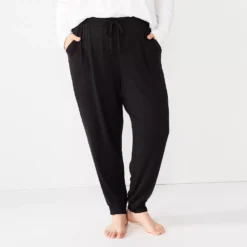 Plus Size Sonoma Goods For Life® Soft Knit Banded Bottom Pajama Pants -Outlet Clothiza Store 5726682 Black
