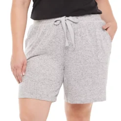 Plus Size Sonoma Goods For Life® Essential Bermuda Pajama Shorts -Outlet Clothiza Store 5727054 Dark Silver Heather