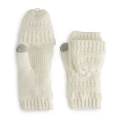 Women's Sonoma Goods For Life® Ladder Stitch Flip Top Mittens -Outlet Clothiza Store 5731174 Ivory