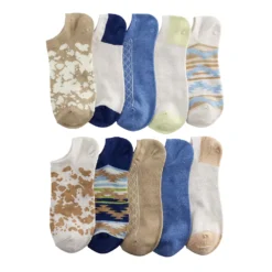 Sonoma Goods For Life® 10 Pack Check Pattern No Show Socks -Outlet Clothiza Store 5744058 Cow Print