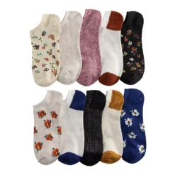 Sonoma Goods For Life® 10 Pack Check Pattern No Show Socks -Outlet Clothiza Store 5744058 Floral
