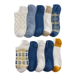 Sonoma Goods For Life® 10 Pack Check Pattern No Show Socks -Outlet Clothiza Store 5744058 Punchy Plaid