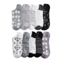 Sonoma Goods For Life® 10 Pack Check Pattern No Show Socks -Outlet Clothiza Store 5744058 Southwest Aztec