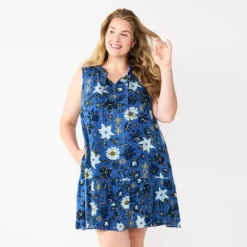 Women's Sonoma Goods For Life® Tiered Sleeveless Dress -Outlet Clothiza Store 5746171 Blue Floral