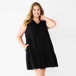 Women's Sonoma Goods For Life® Tiered Sleeveless Dress -Outlet Clothiza Store 5746171 Pitch Black