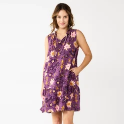 Petite Sonoma Goods For Life® Tiered Sleeveless Dress -Outlet Clothiza Store 5746247 Plum Floral